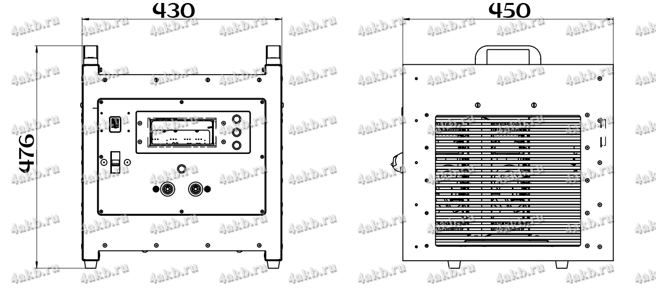 Чертеж устройства с функцией теплового разряда аккумуляторов серии КРОН-УР-100